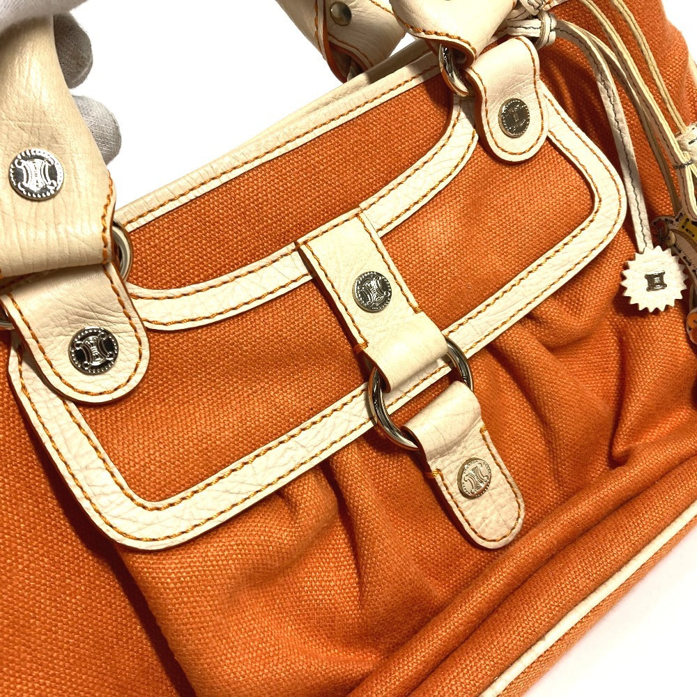 CELINE Handbag Leather / canvas Orange Fringe Tassel Triomphe Logo Boogie bag