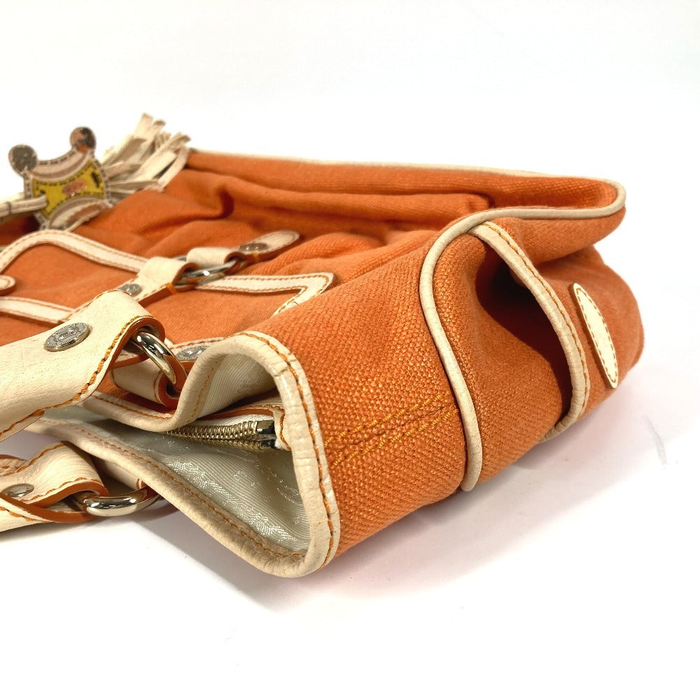 CELINE Handbag Leather / canvas Orange Fringe Tassel Triomphe Logo Boogie bag