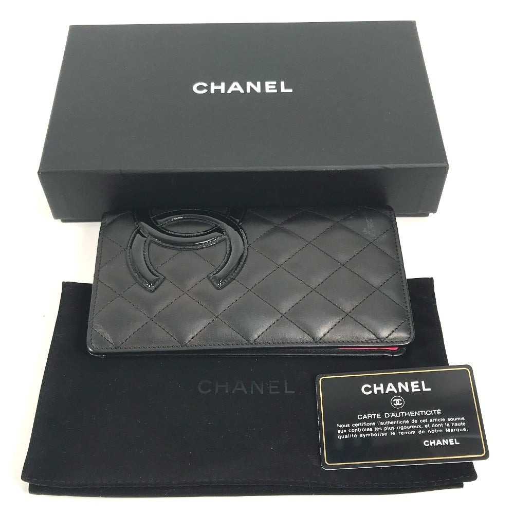 CHANEL Long Wallet Purse A26717 leather black COCO Mark CC Cambon line