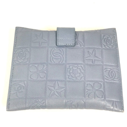 CHANEL Pouch leather blue CC Camellia Icon Pocket Tissue Cover