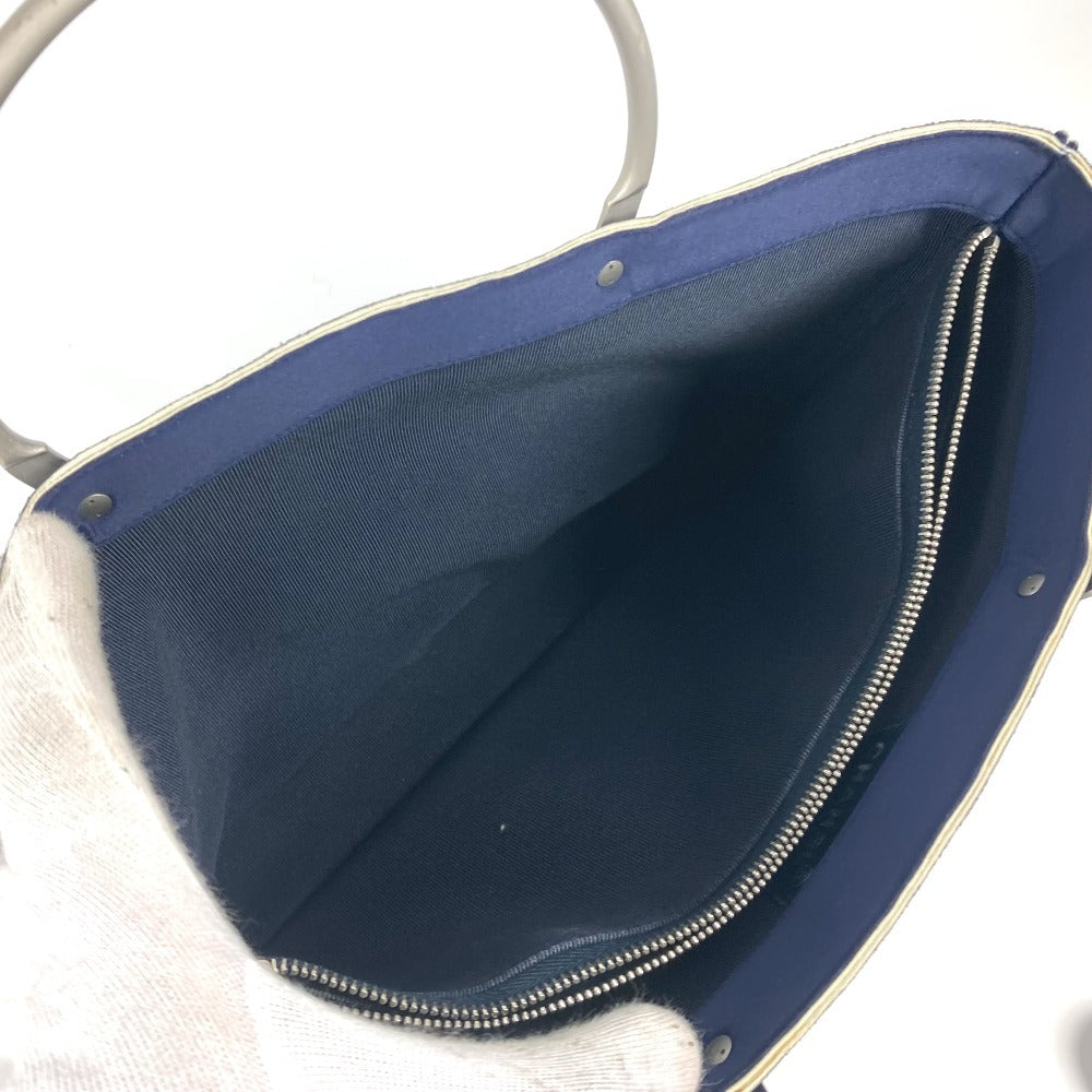 CHANEL Handbag polyamide Navy Metal handle Women Used Authentic