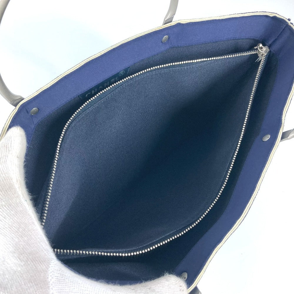 CHANEL Handbag polyamide Navy Metal handle Women Used Authentic