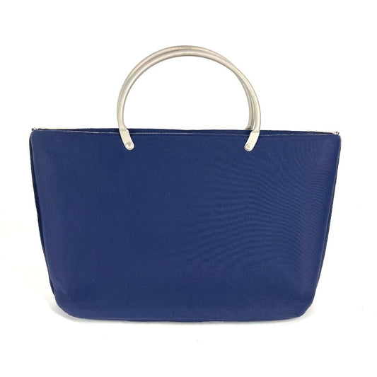 CHANEL Handbag polyamide Navy Metal handle Women Used Authentic