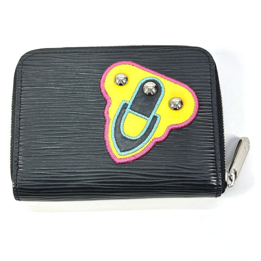 LOUIS VUITTON Coin case M63721 Epi Leather black Epi LV Stories Heart Zip around purse Women Used Authentic