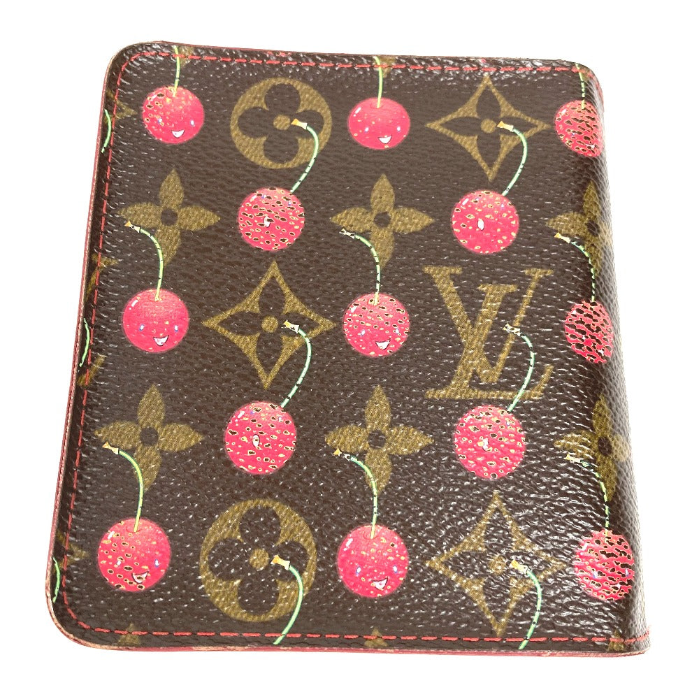 LOUIS VUITTON Folded wallet M95005 Monogram canvas Brown Monogram Cherry by Takashi Murakami Compact zip unisex(Unisex) Used Authentic