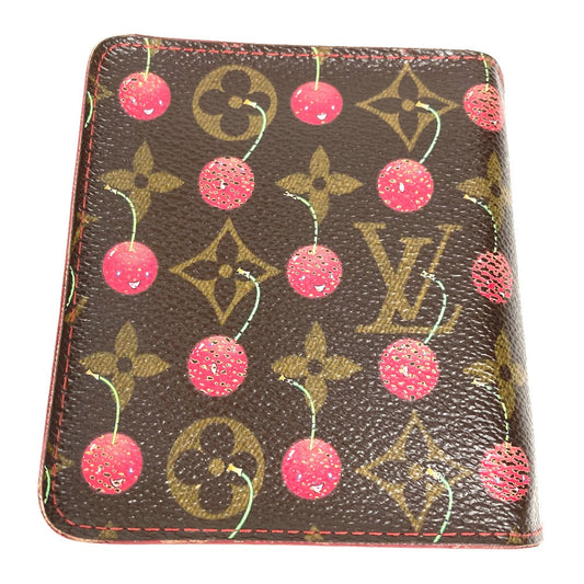 LOUIS VUITTON Folded wallet M95005 Monogram canvas Brown Monogram Cherry by Takashi Murakami Compact zip unisex(Unisex) Used Authentic