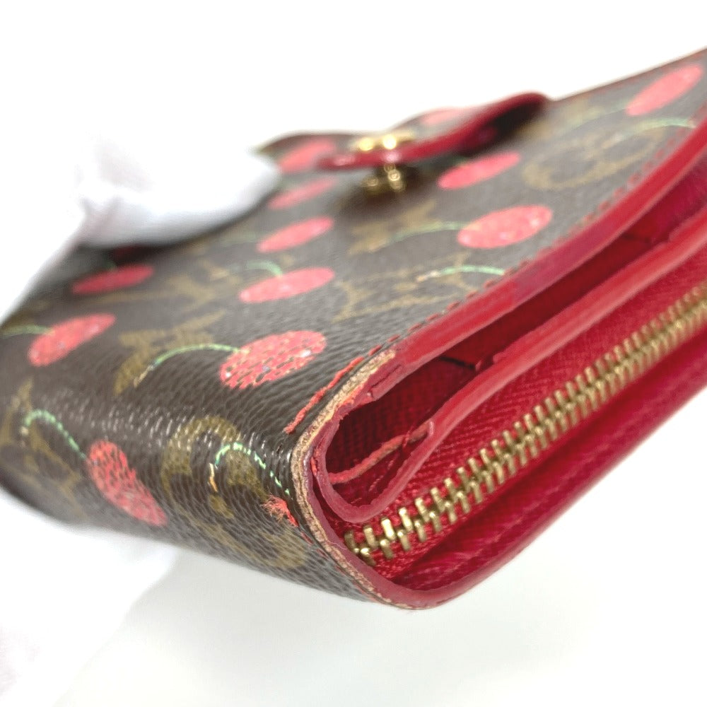 LOUIS VUITTON Folded wallet M95005 Monogram canvas Brown Monogram Cherry by Takashi Murakami Compact zip unisex(Unisex) Used Authentic