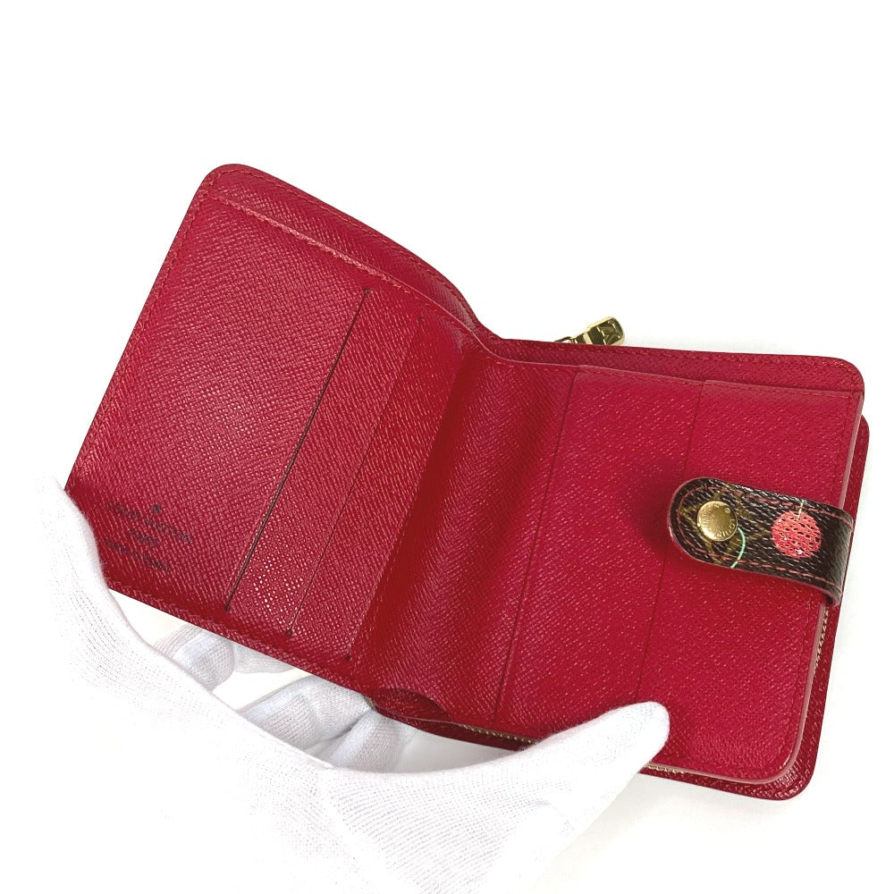 LOUIS VUITTON Folded wallet M95005 Monogram canvas Brown Monogram Cherry by Takashi Murakami Compact zip unisex(Unisex) Used Authentic