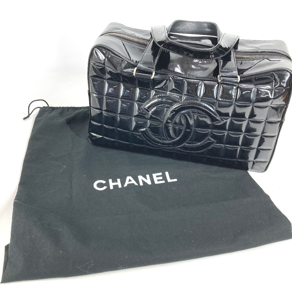 CHANEL Shoulder Bag enamel black Chocolate bar CC COCO Mark logo