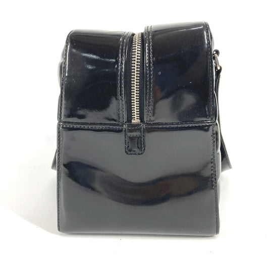 CHANEL Shoulder Bag enamel black Chocolate bar CC COCO Mark logo