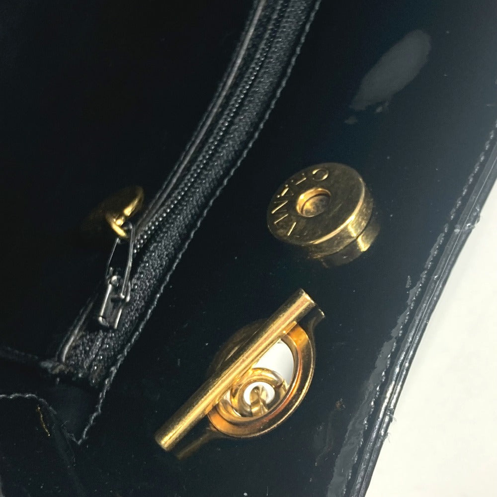 CHANEL Shoulder Bag enamel black Quilting Quilting