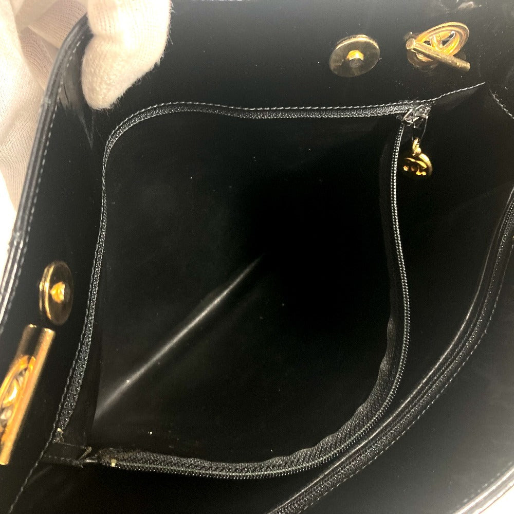 CHANEL Shoulder Bag enamel black Quilting Quilting
