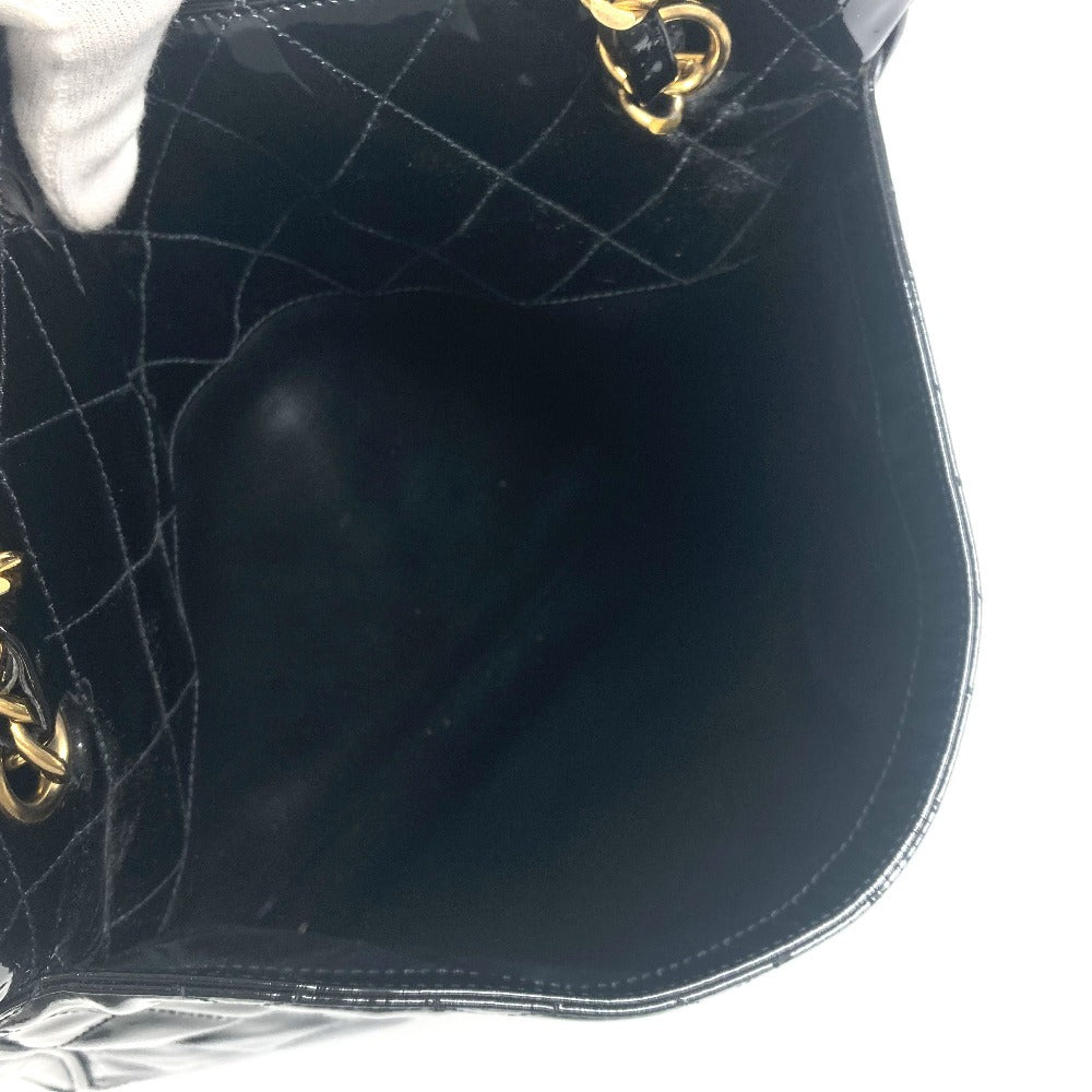 CHANEL Shoulder Bag enamel black Quilting Quilting
