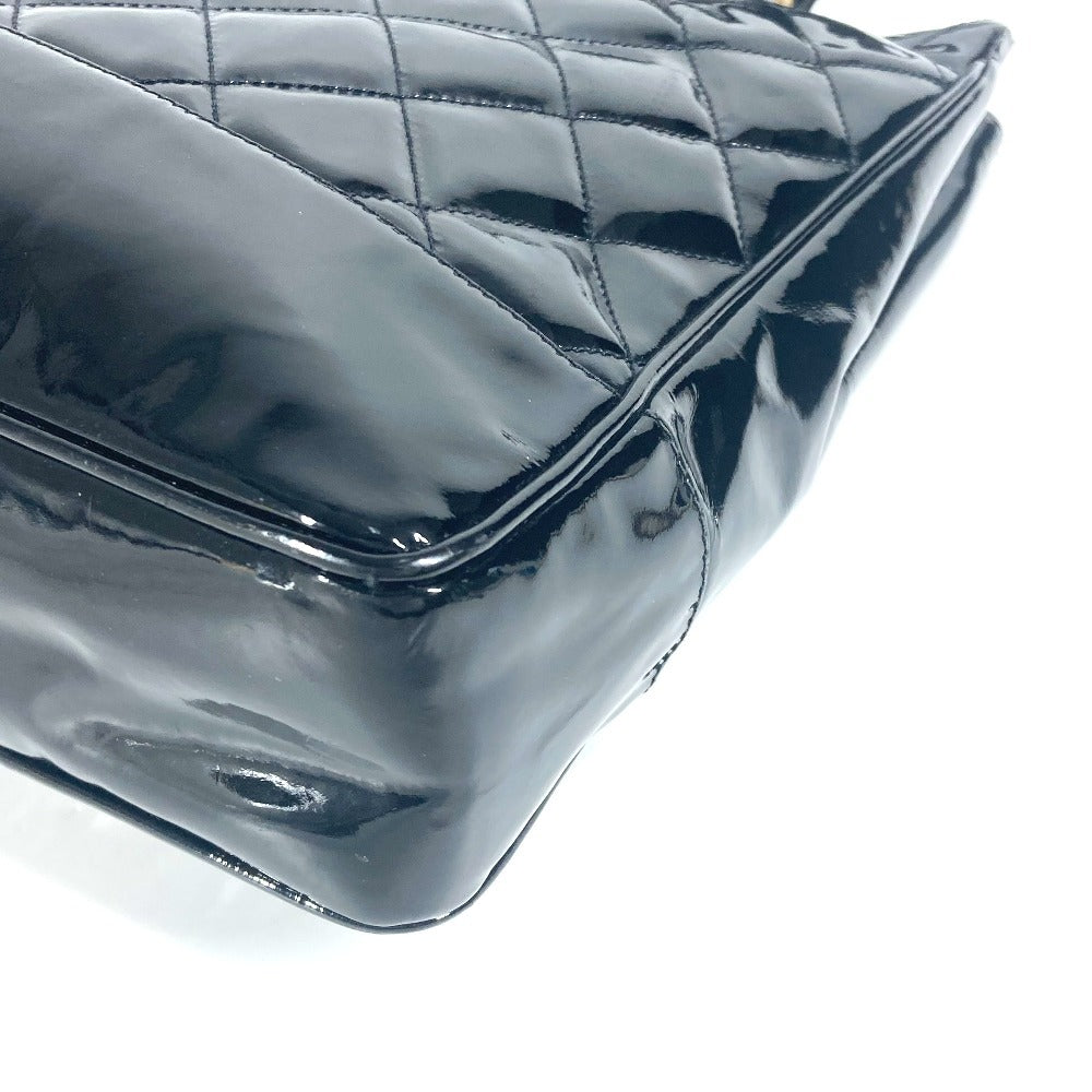 CHANEL Shoulder Bag enamel black Quilting Quilting