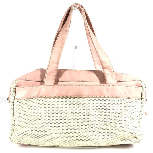 CHANEL Shoulder Bag Leather / canvas pink logo