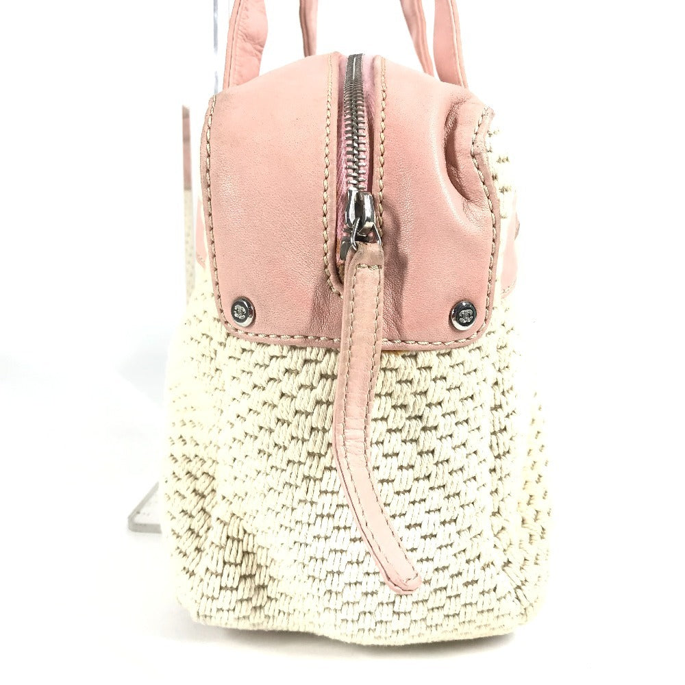 CHANEL Shoulder Bag Leather / canvas pink logo