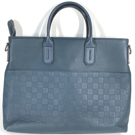 LOUIS VUITTON Tote Bag N41567 Damier Anfini Leather Navy Damier Anfini 7DW