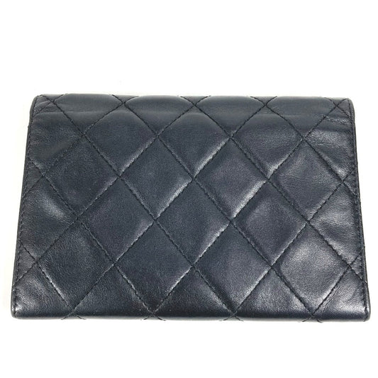 CHANEL Folded wallet leather black Cambon line CC COCO Mark bifold logo