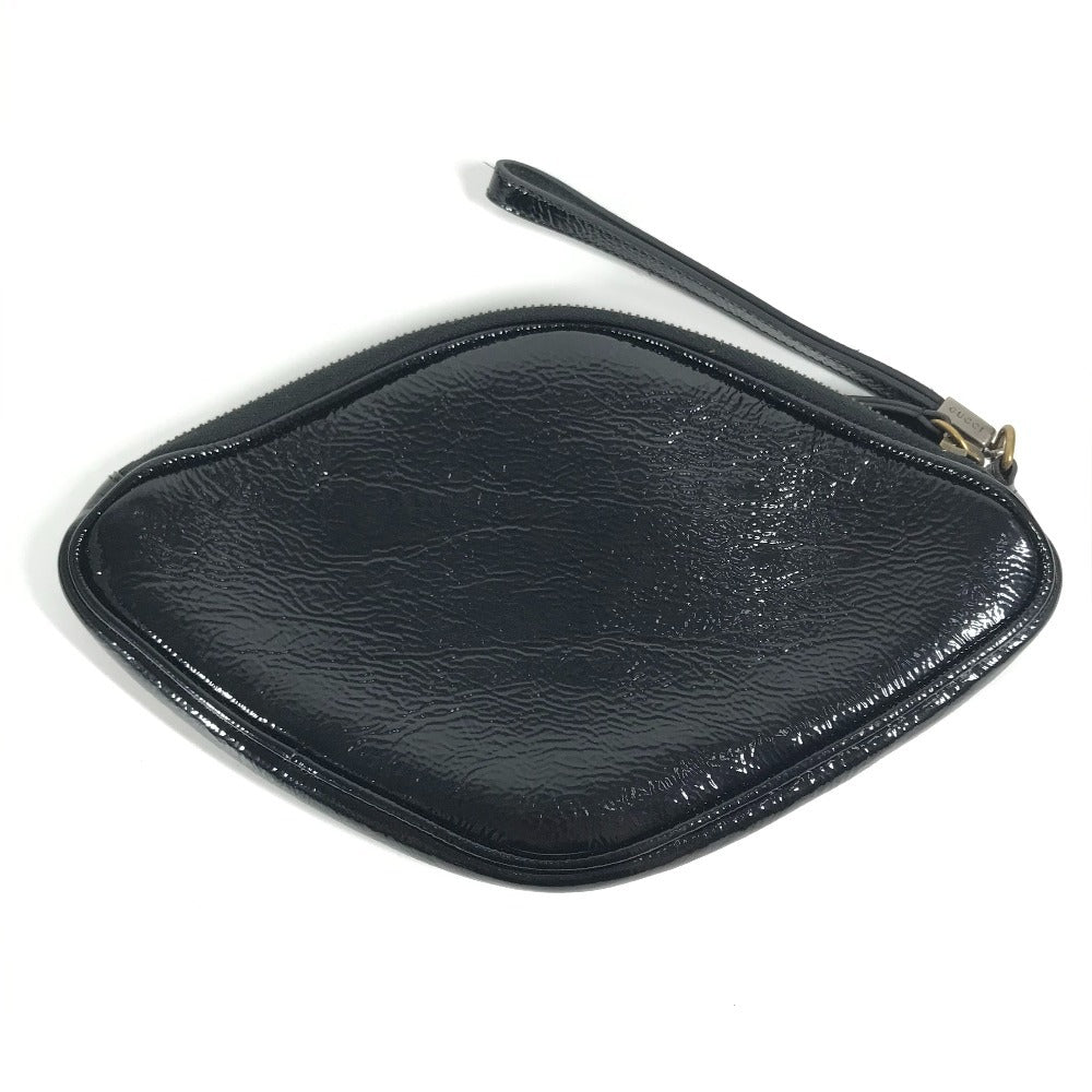 GUCCI Clutch bag 524316 Patent leather, rubber black Game List logo