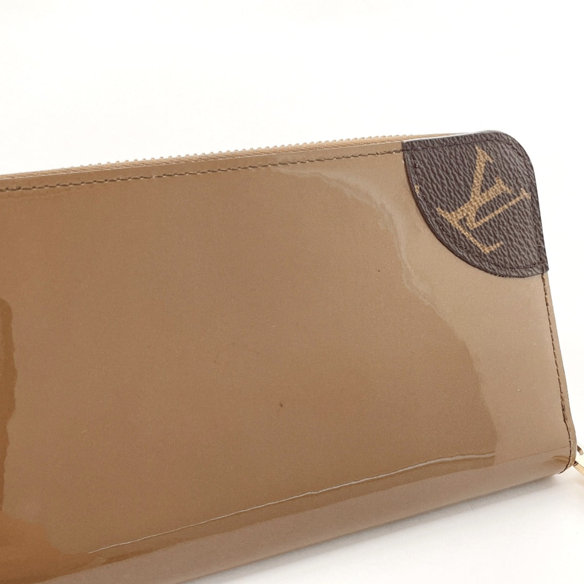 LOUIS VUITTON Long Wallet Purse M67271 Patent Leather, Monogram Canvas Brown Zip Around Zippy Venice