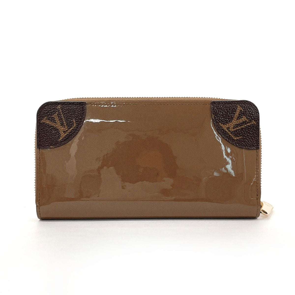 LOUIS VUITTON Long Wallet Purse M67271 Patent Leather, Monogram Canvas Brown Zip Around Zippy Venice