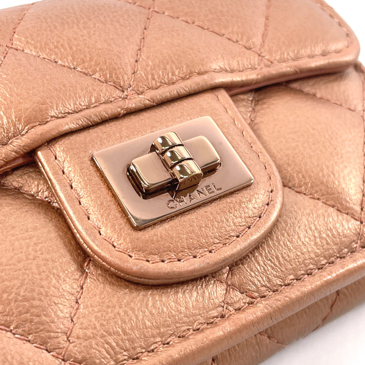 CHANEL Tri-fold wallet leather pink 2.55 Matrasse