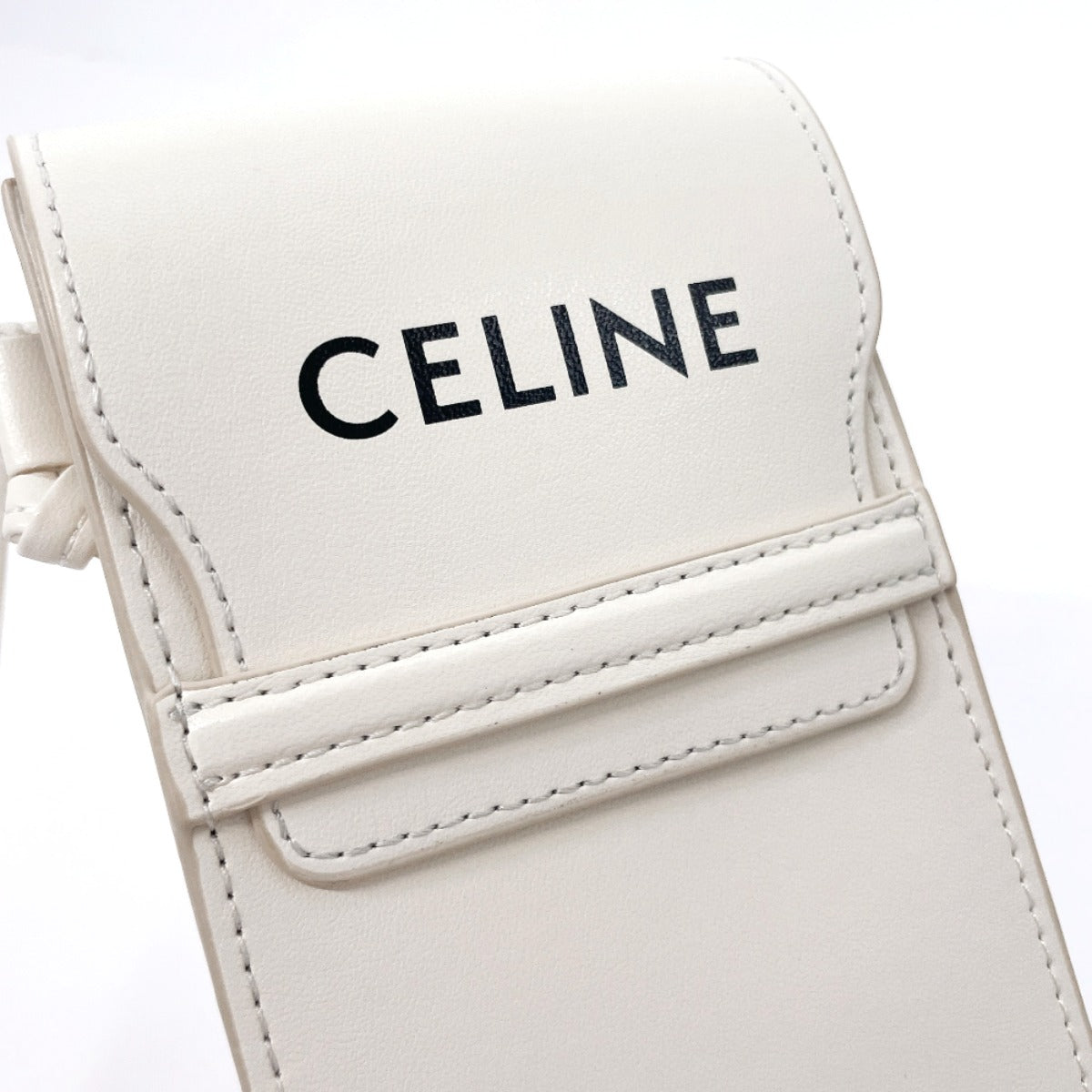 CELINE Shoulder Bag leather white logo Sunglasses case