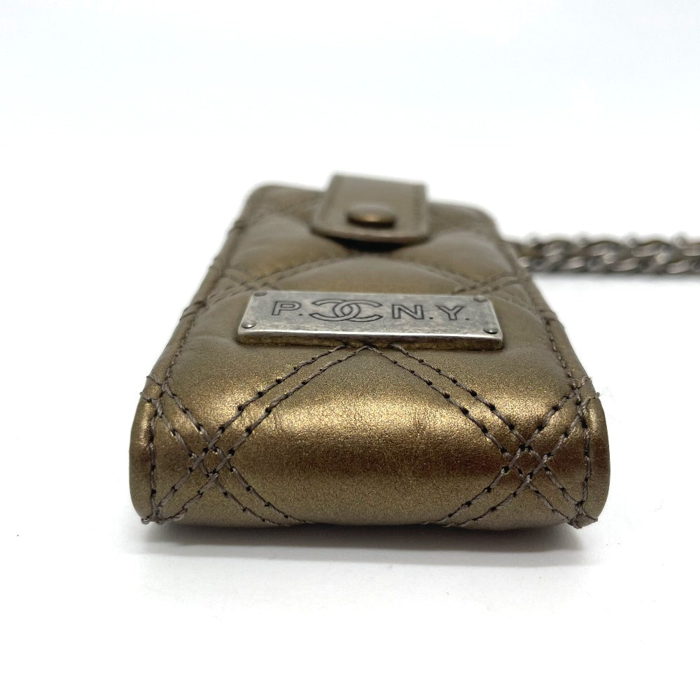 CHANEL Shoulder Bag A32475 leather Gold x Silver Metal 06A Matelasse Paris New York Women Used Authentic