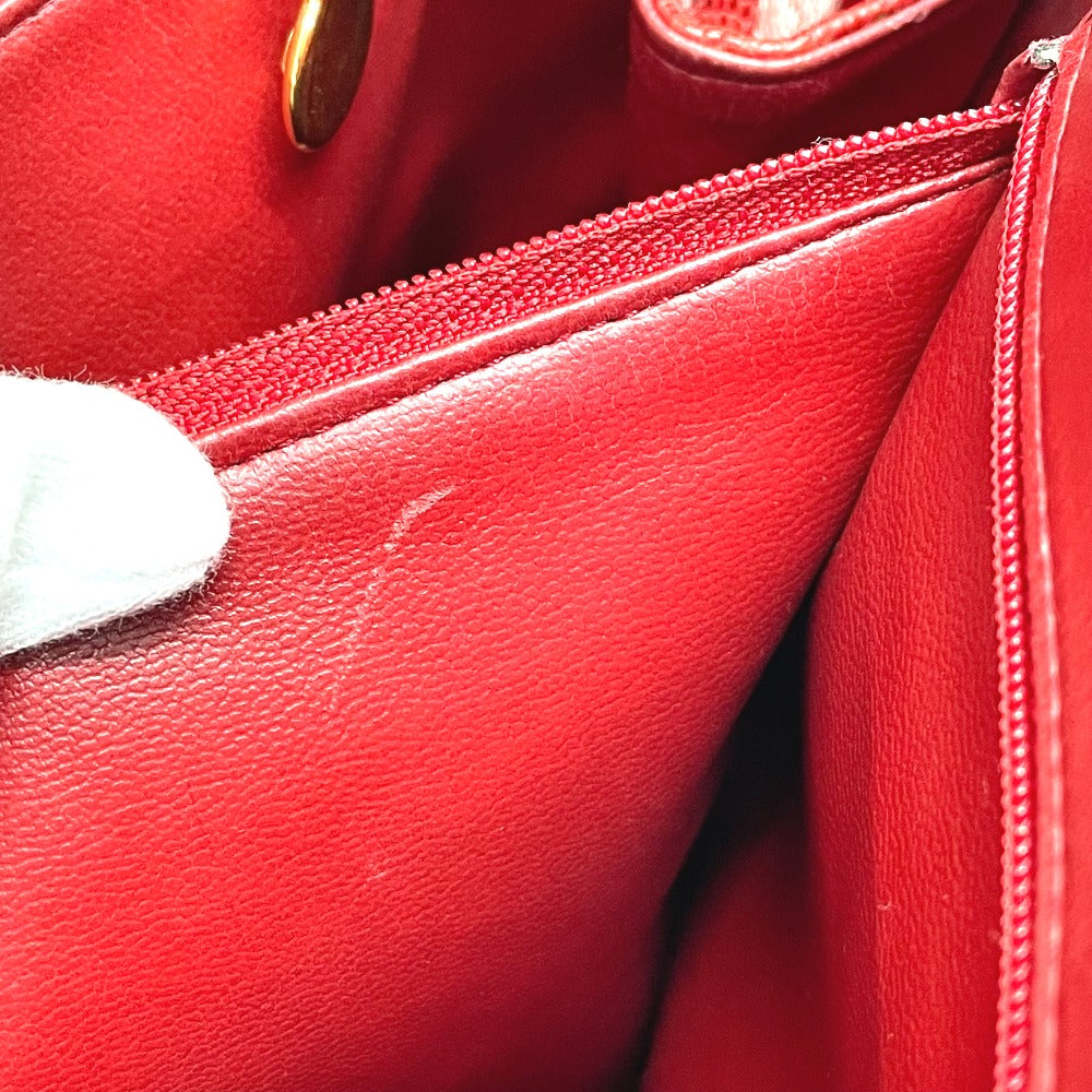 CHANEL Shoulder Bag Caviar skin Red CC COCO Mark Ball charm Women Used Authentic