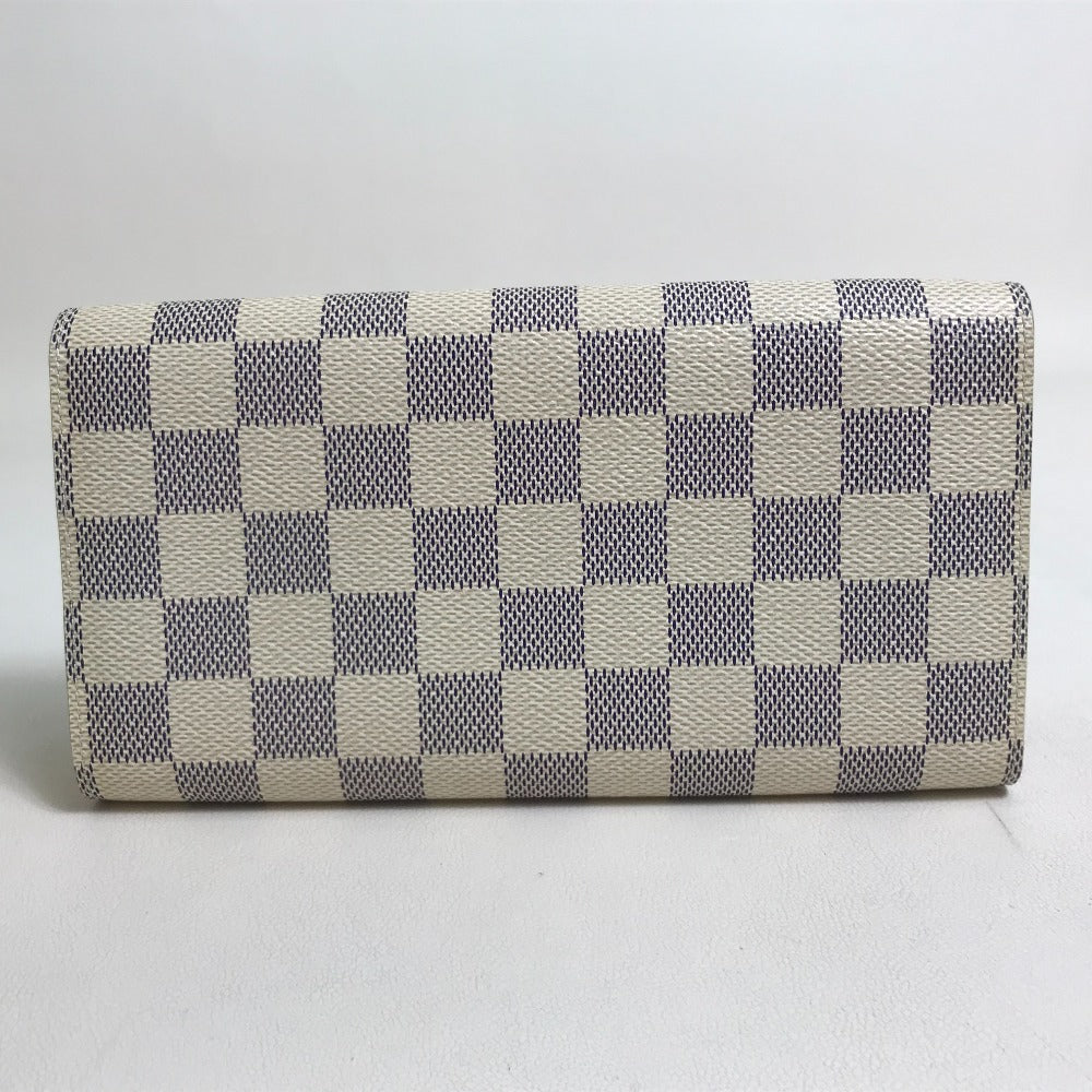 LOUIS VUITTON Long Wallet Purse N61735 Damier Azur Canvas white Damier Azur Portefeuille Sarah Women Used Authentic