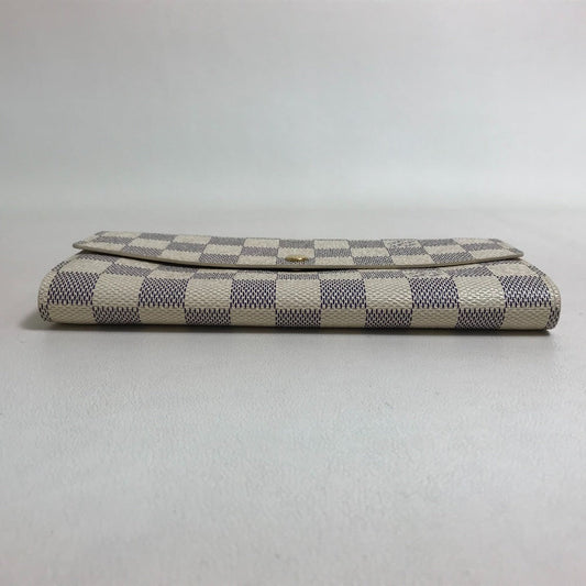 LOUIS VUITTON Long Wallet Purse N61735 Damier Azur Canvas white Damier Azur Portefeuille Sarah Women Used Authentic