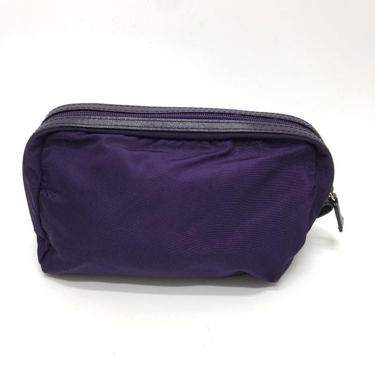 PRADA Pouch Nylon purple Triangle logo accessory case Women Used Authentic