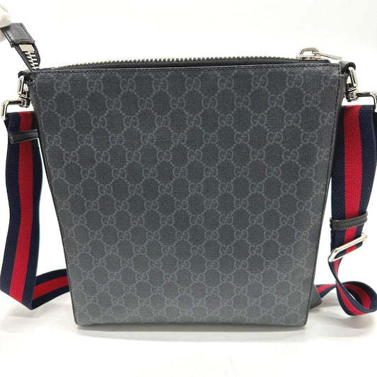 GUCCI Shoulder Bag 474137 GG Supreme Canvas black Bag GG Messenger mens Used Authentic