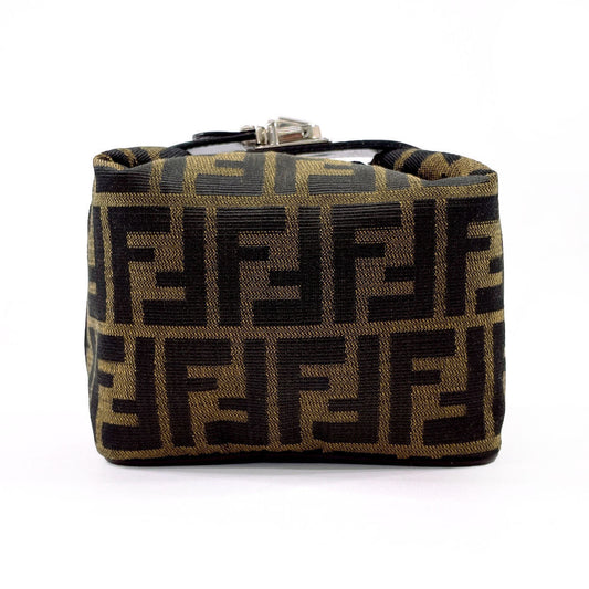 FENDI Pouch Canvas, Leather Brown Zucca Vanity bag