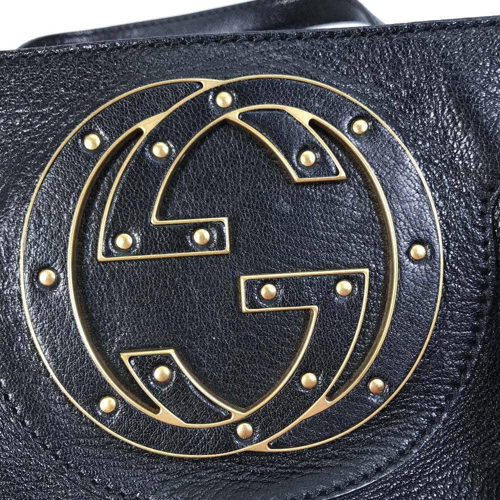 GUCCI Handbag 121551 leather black Interlocking G blondie studs Women Used Authentic