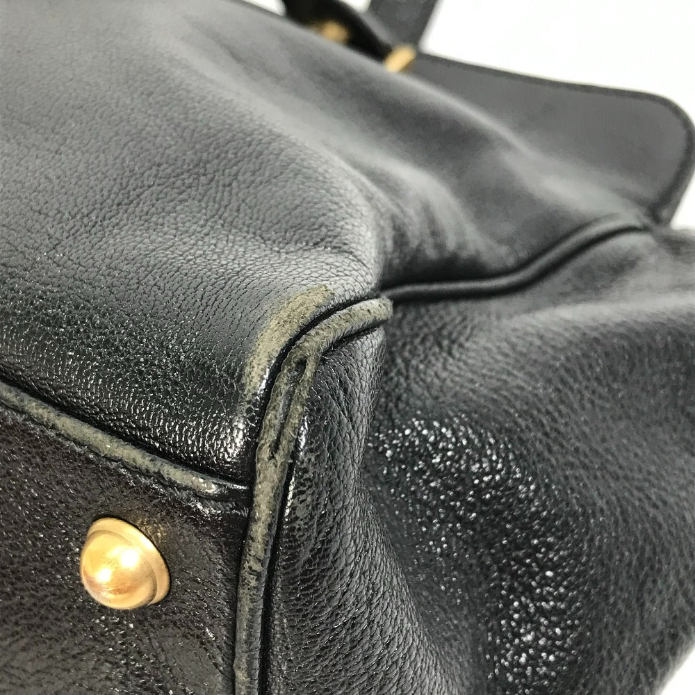 GUCCI Handbag 121551 leather black Interlocking G blondie studs Women Used Authentic