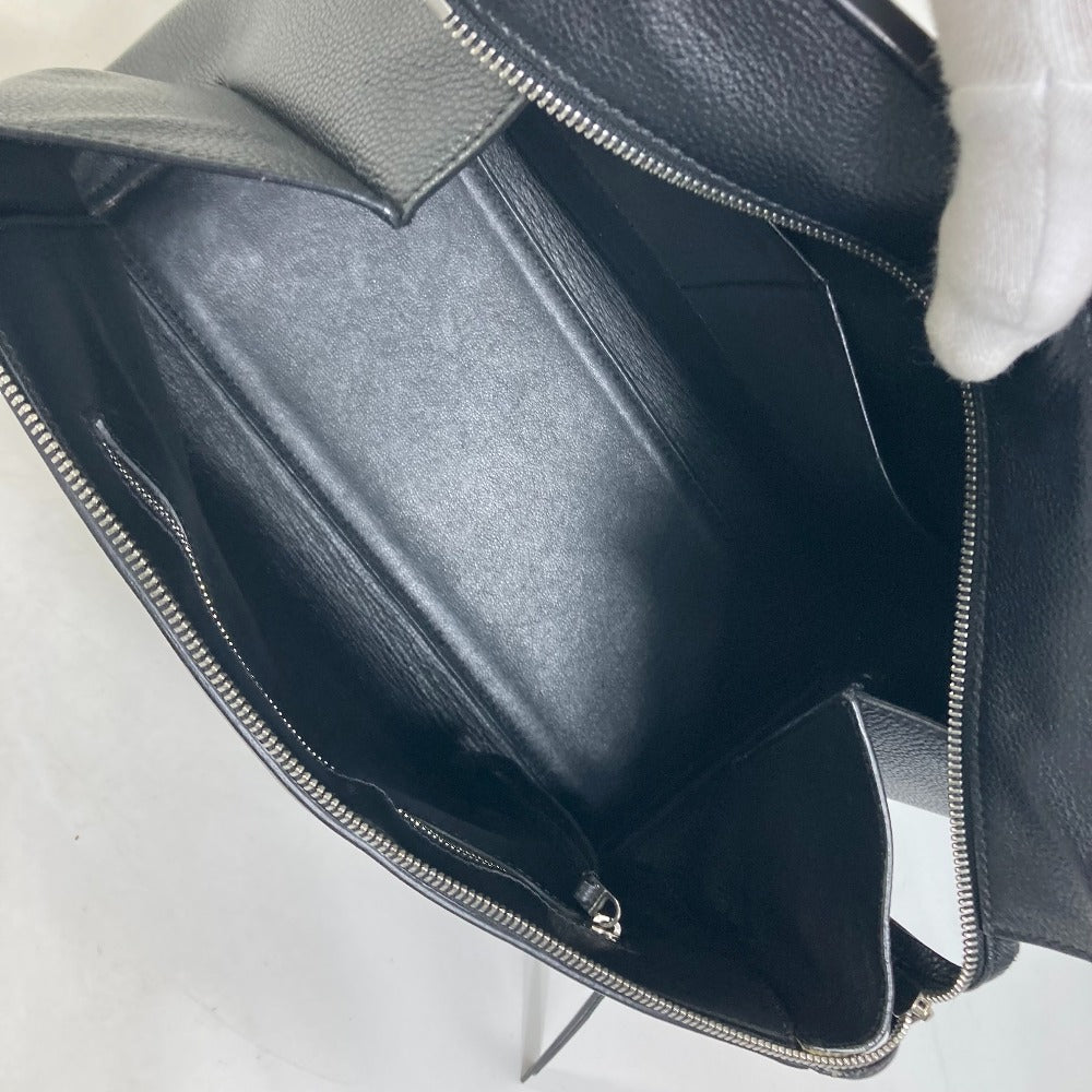 CELINE Handbag leather black logo Edge Women Used Authentic