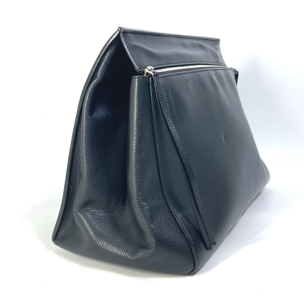 CELINE Handbag leather black logo Edge Women Used Authentic