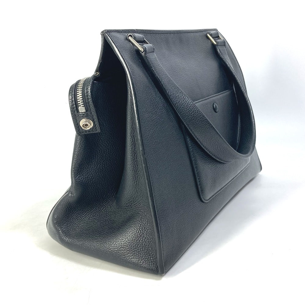 CELINE Handbag leather black logo Edge Women Used Authentic