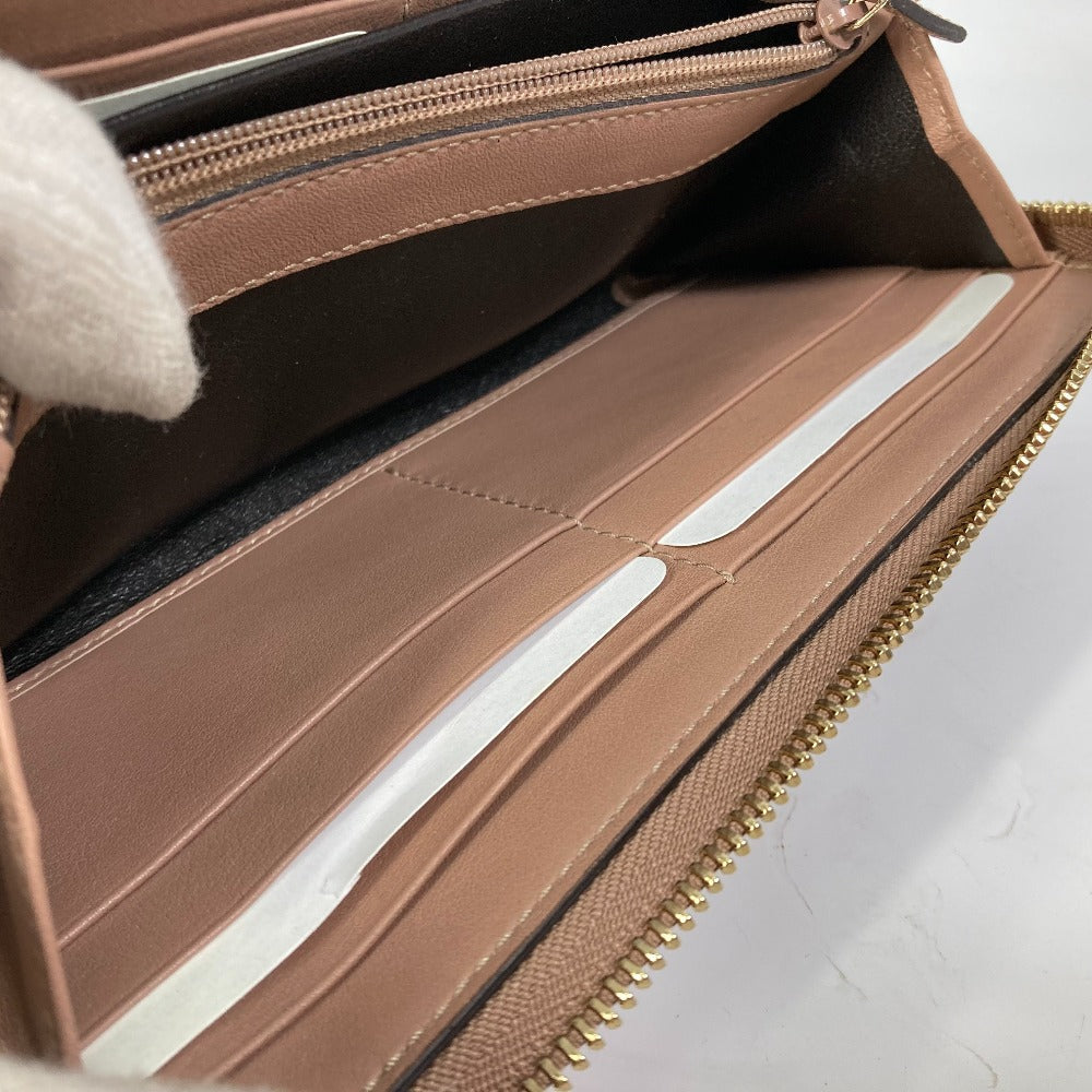 GUCCI Long Wallet Purse 257003 leather pink MAYFAI Ribbon Guccissima Ribbon Women Used Authentic