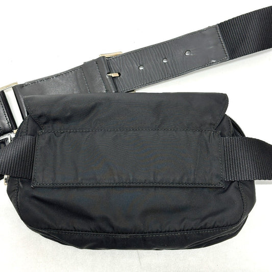 PRADA Waist bag Nylon / leather black Triangle logo Sling bag mens Used Authentic
