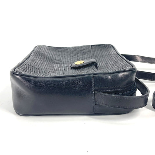 CELINE Shoulder Bag leather black vintage Carriage Metal Women Used Authentic