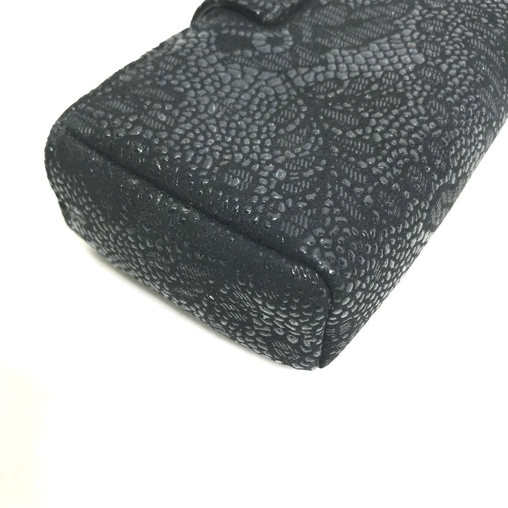 CHANEL Pouch leather black COCO Mark CC Women Used Authentic