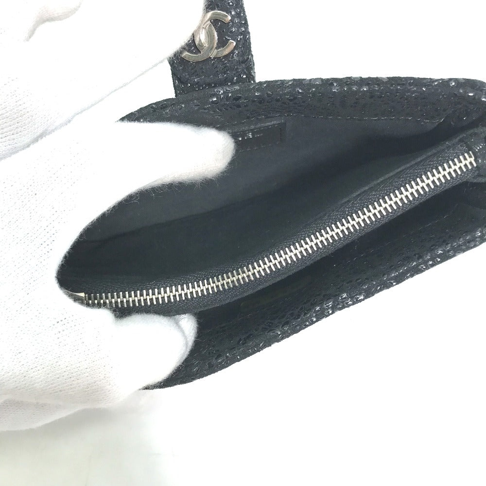 CHANEL Pouch leather black COCO Mark CC Women Used Authentic