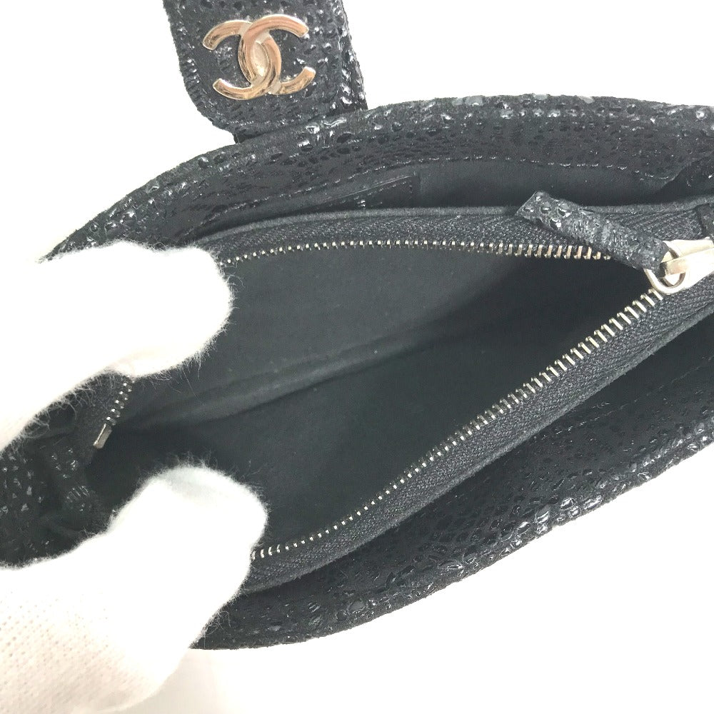 CHANEL Pouch leather black COCO Mark CC Women Used Authentic