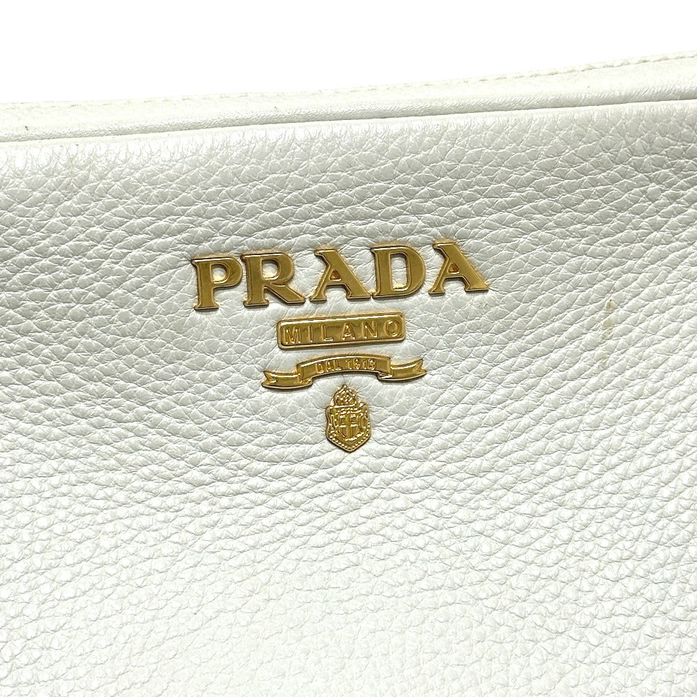 PRADA Shoulder Bag leather white logo