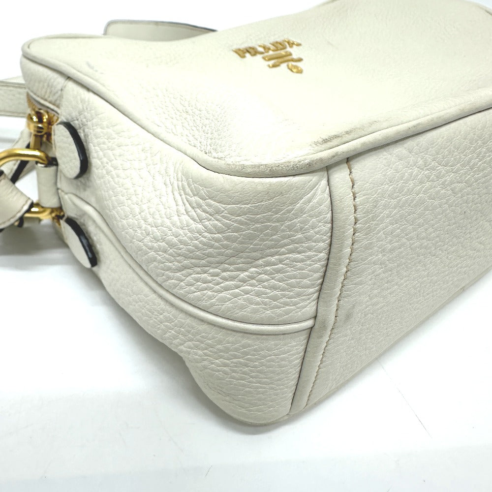 PRADA Shoulder Bag leather white logo