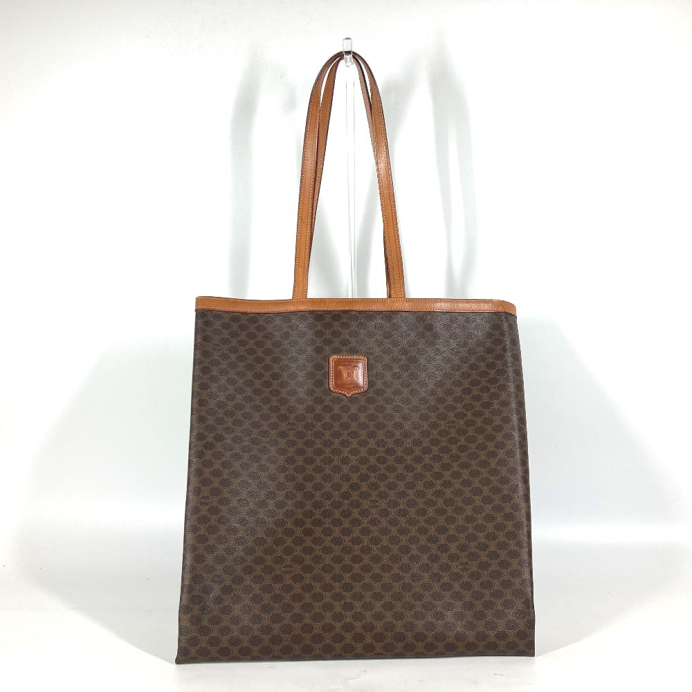 CELINE Shoulder Bag PVC / Leather Brown vintage Macadam Women Used Authentic