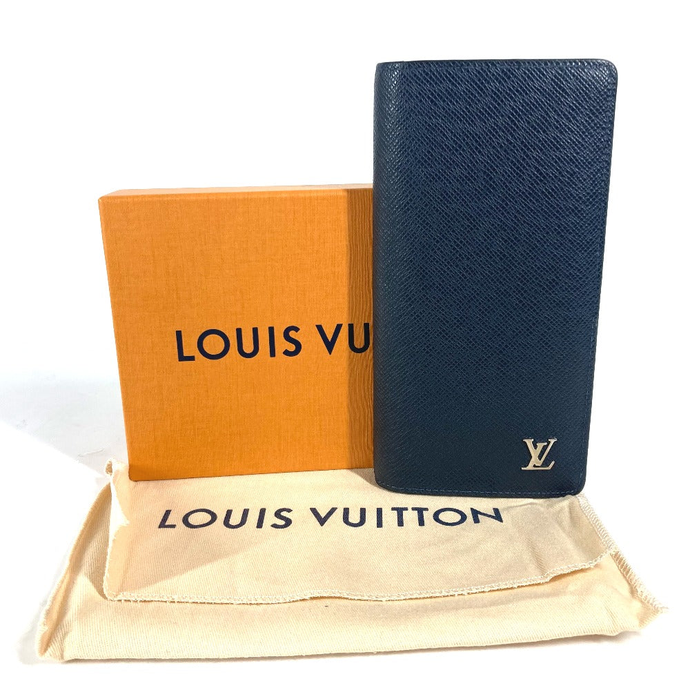 LOUIS VUITTON Long Wallet Purse M30292 Taiga Leather Navy Taiga Portefeuille Blaza