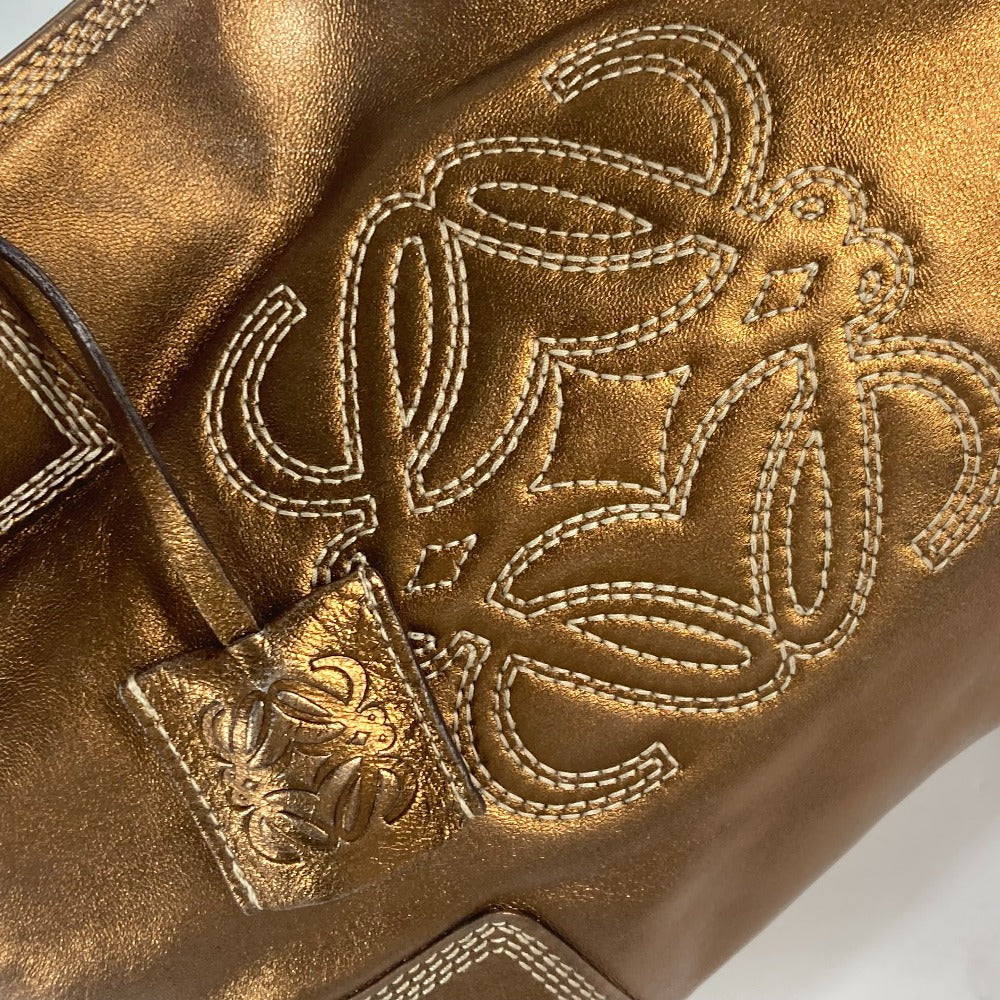 LOEWE Shoulder Bag leather Metallic brown logo anagram